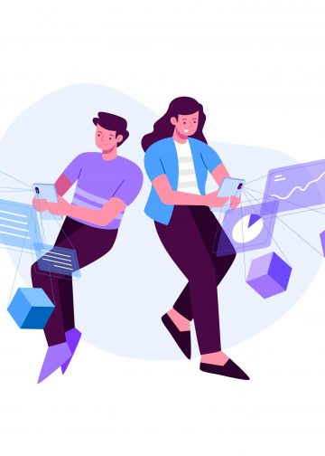 two people working on seo, link building on laptops